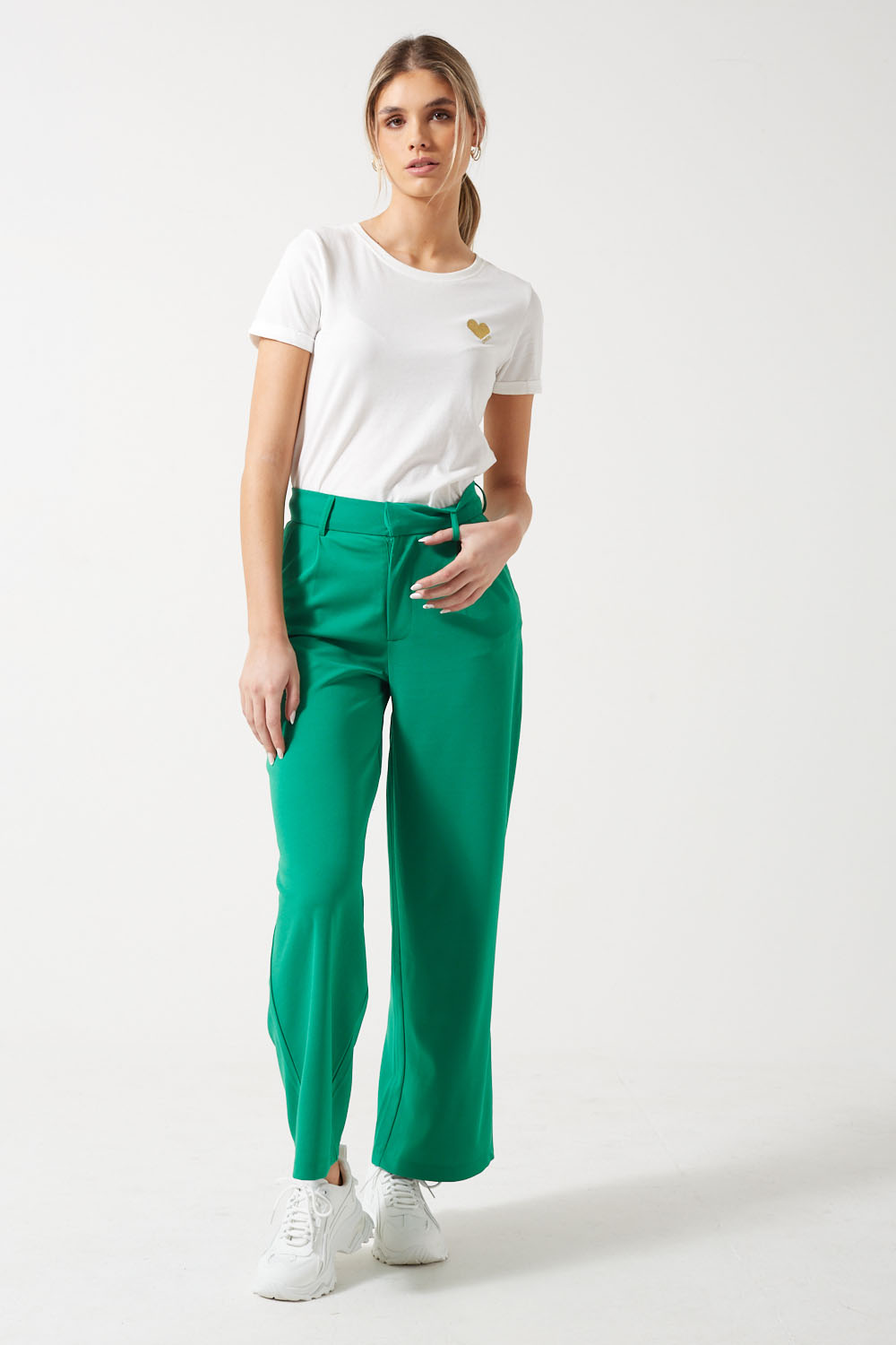 Catia Wide Leg Trousers in Green