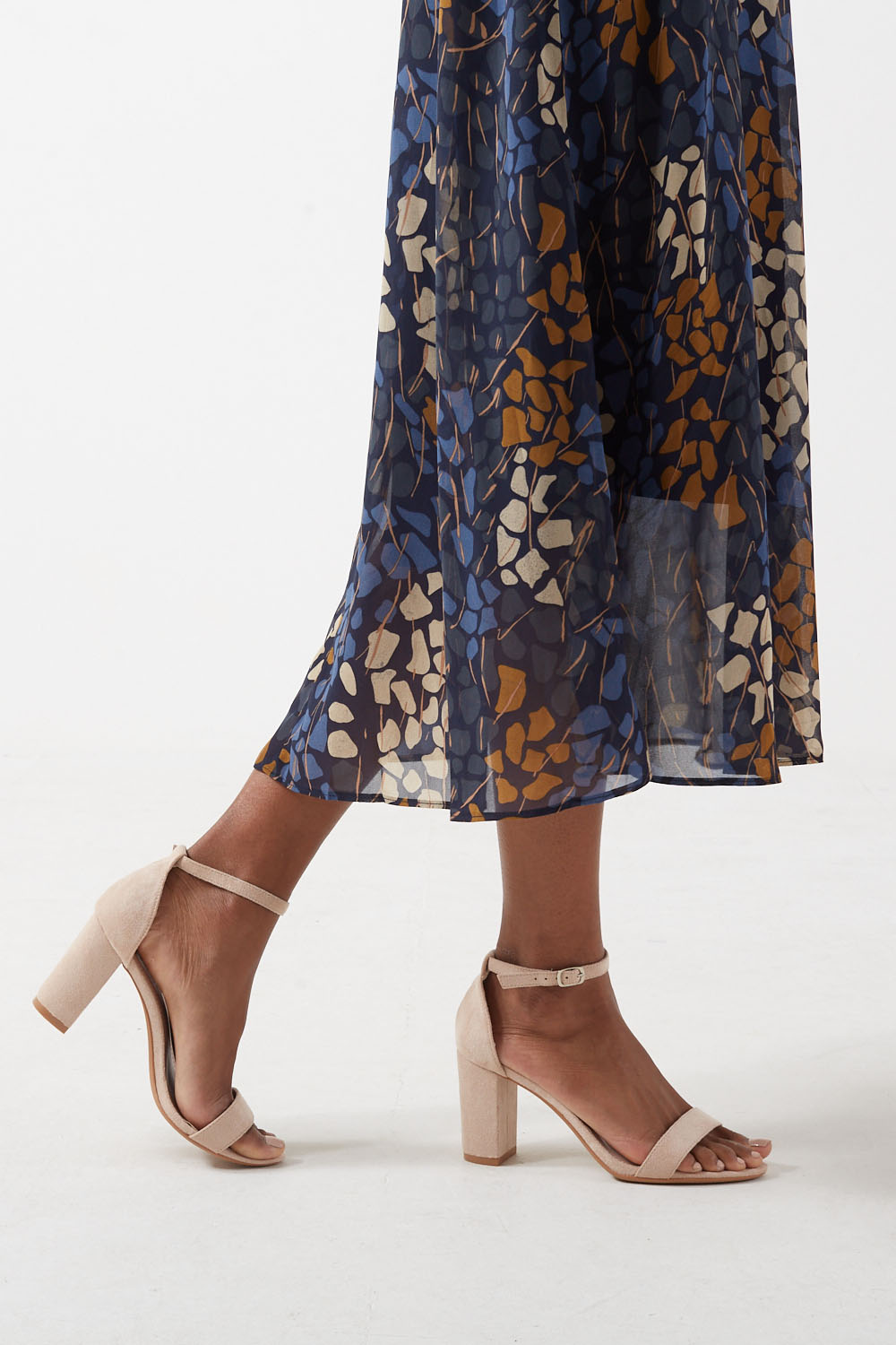 Tyla Block Heel Sandals in Beige