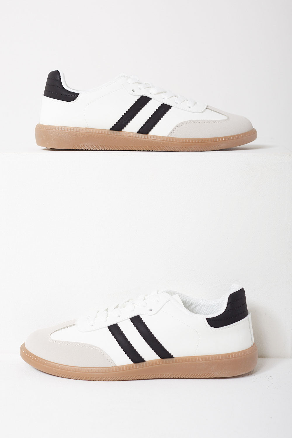 Sandra Casual Retro Black Stripes Trainers in White