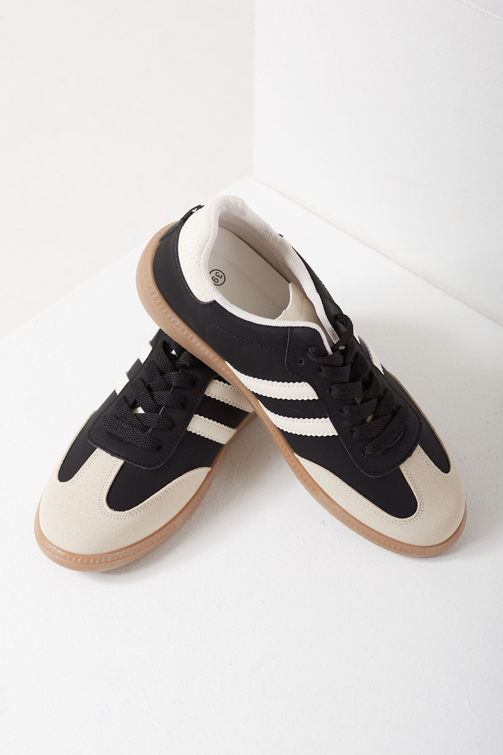 Sandra Casual Retro White Stripes Trainers in Black