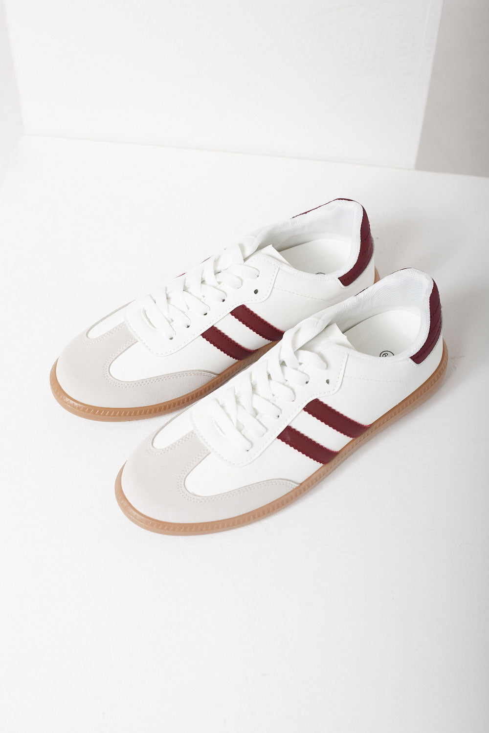 Sandra Casual Retro Burgundy Stripes Trainers in White
