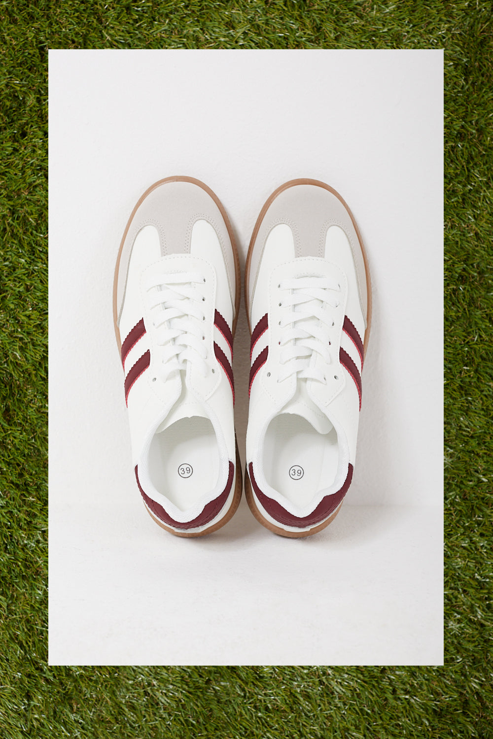 Sandra Casual Retro Burgundy Stripes Trainers in White