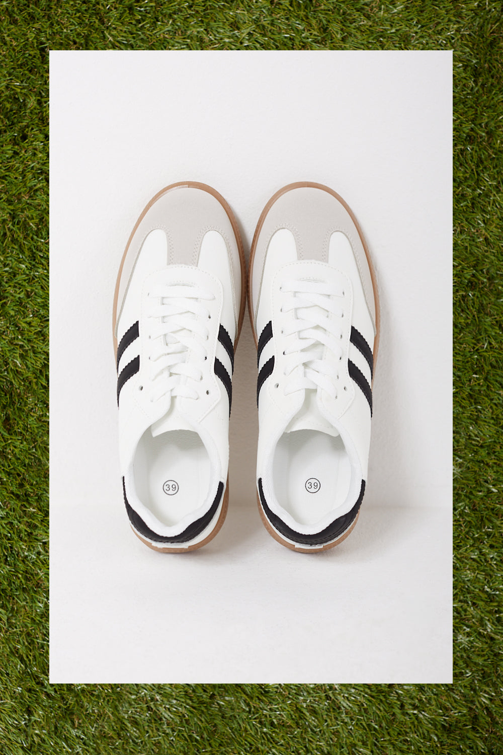 Sandra Casual Retro Black Stripes Trainers in White