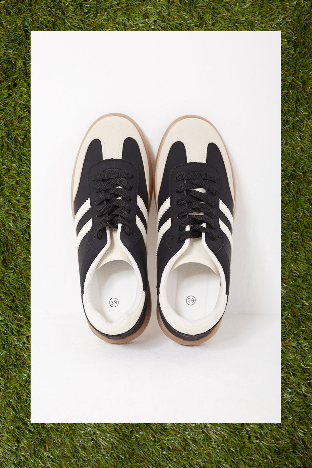 Sandra Casual Retro White Stripes Trainers in Black