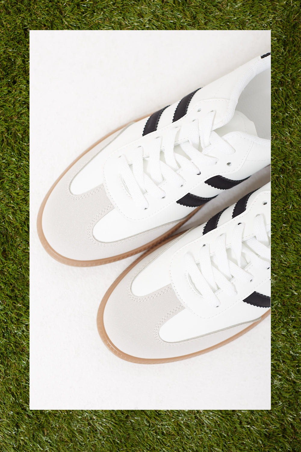 Sandra Casual Retro Black Stripes Trainers in White