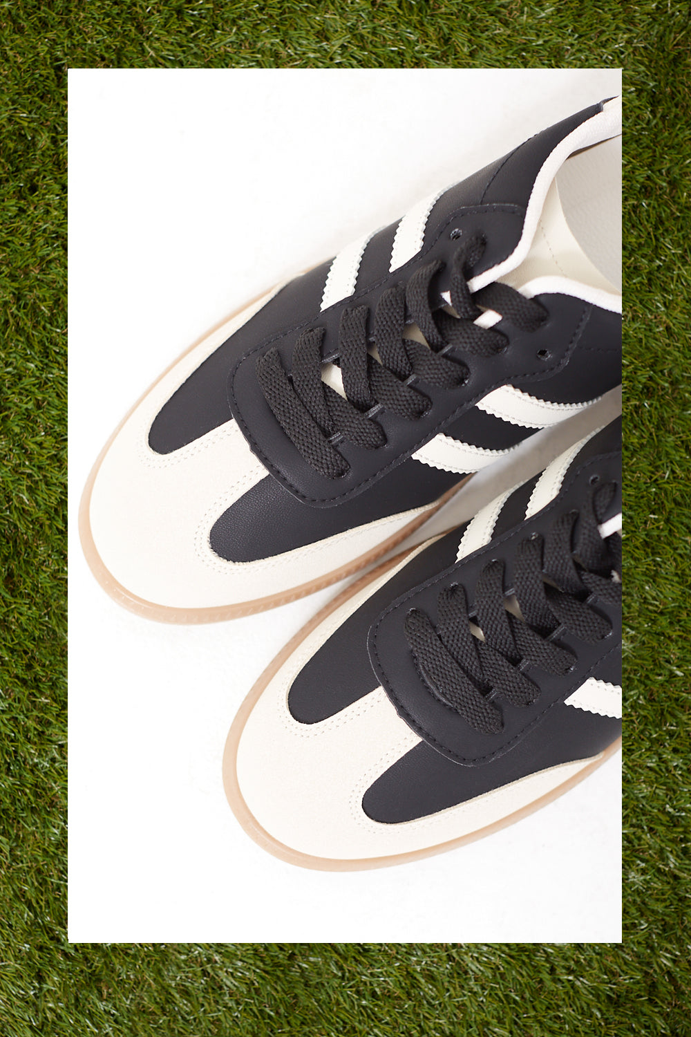 Sandra Casual Retro White Stripes Trainers in Black