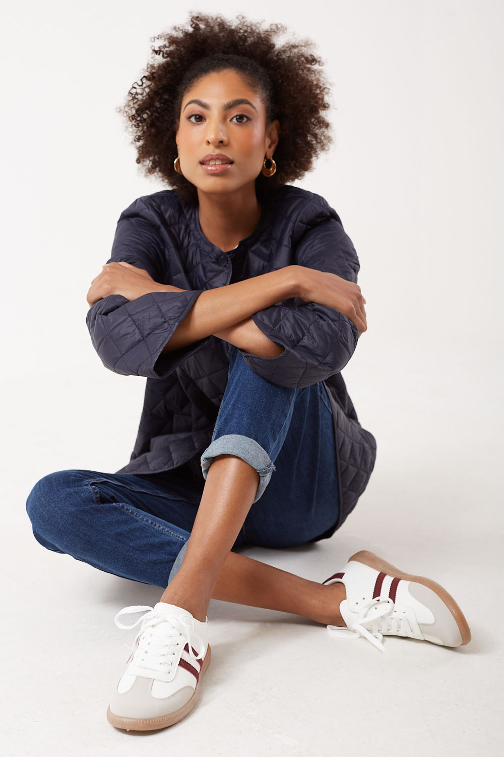 Sandra Casual Retro Burgundy Stripes Trainers in White