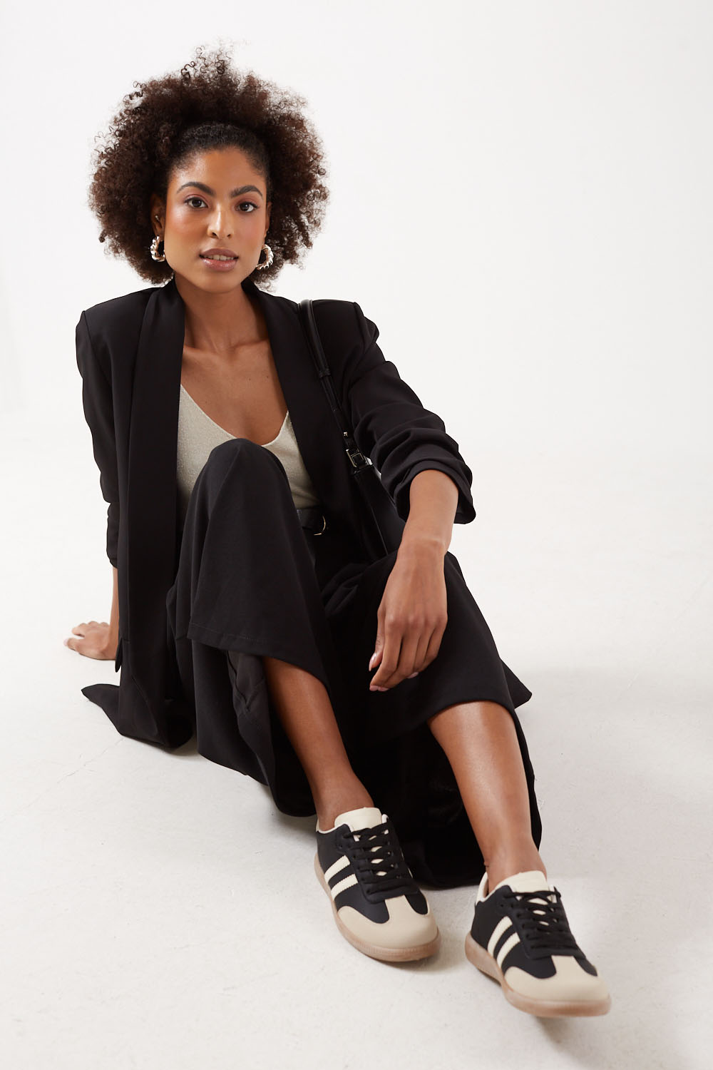 Sandra Casual Retro White Stripes Trainers in Black