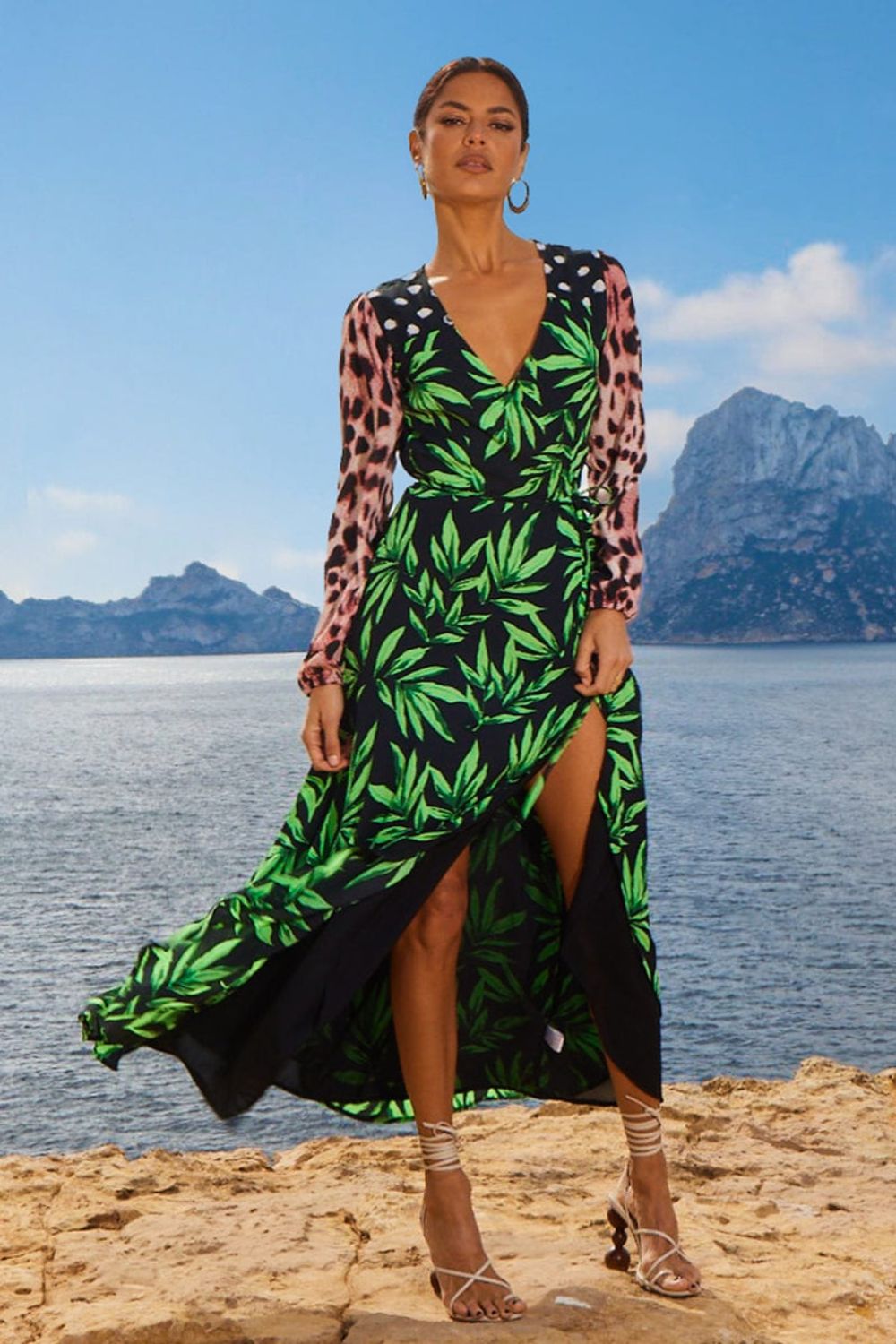 Jagger Maxi Wrap Dress in Tropic Green