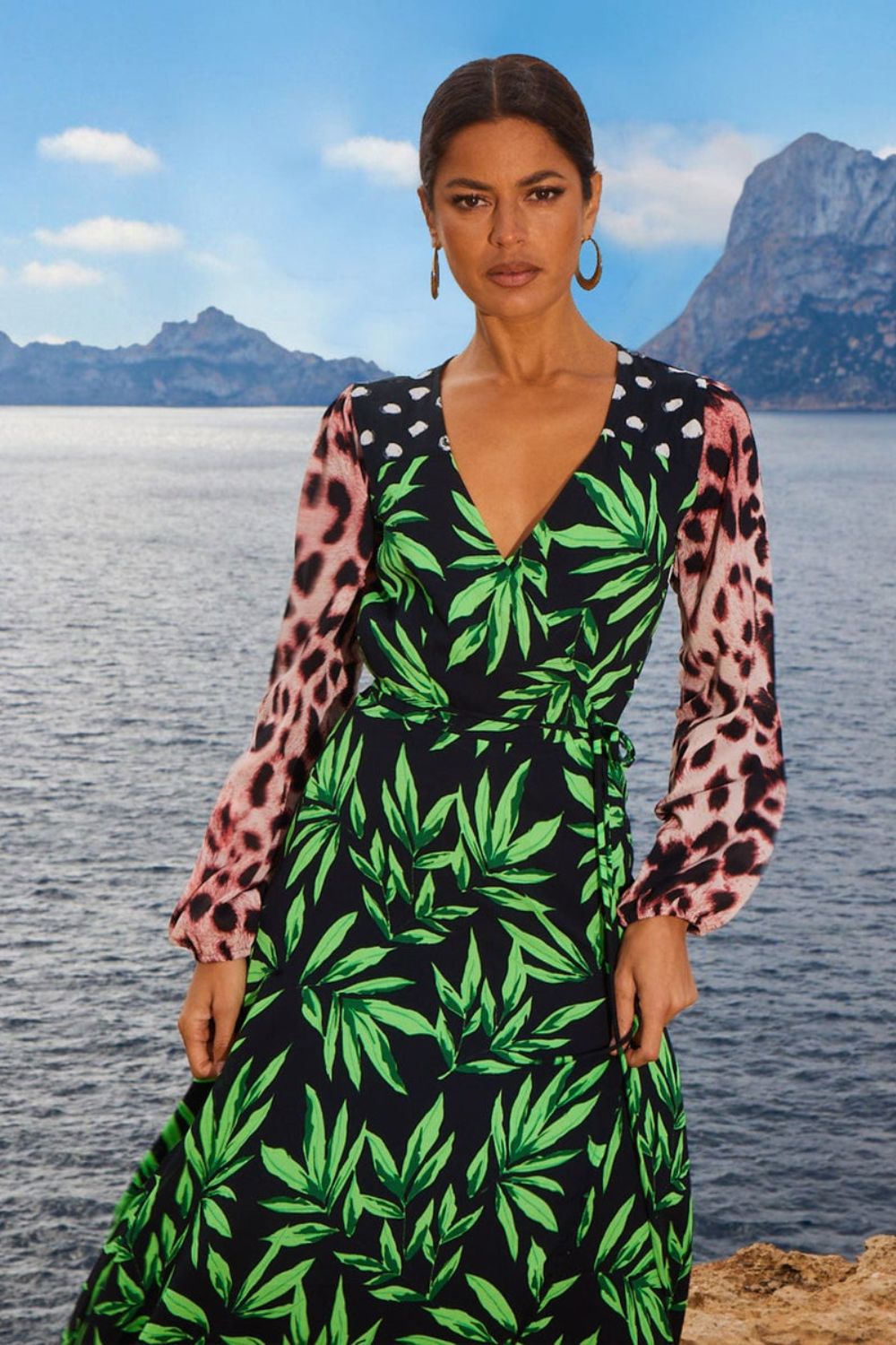 Jagger Maxi Wrap Dress in Tropic Green