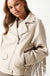 Florence Fringed Faux Leather Jacket in Beige