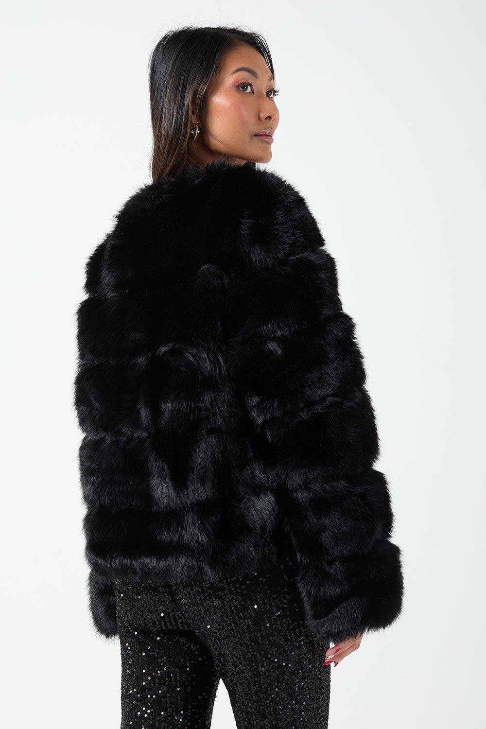 Bonnie Faux Fur Jacket in Black