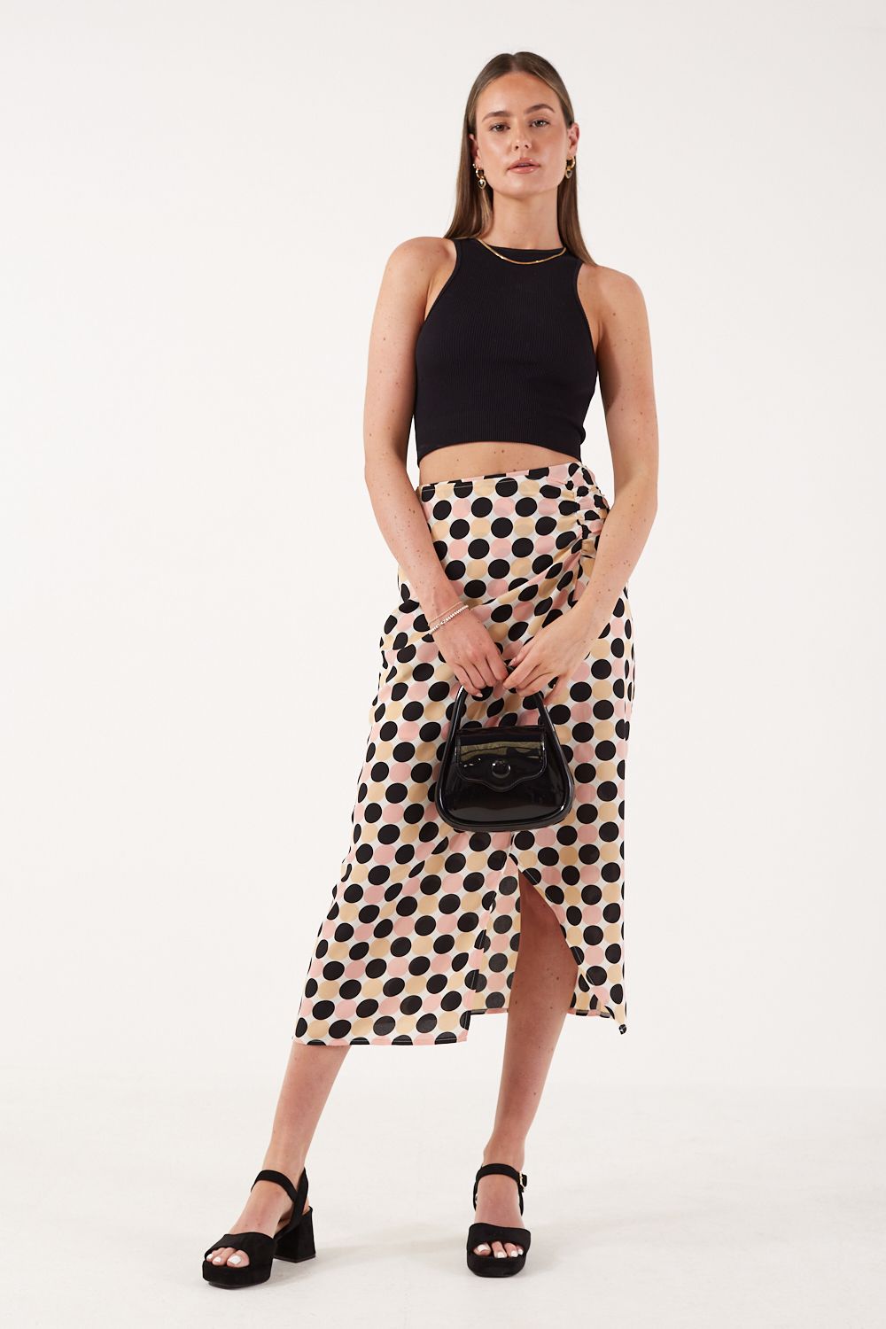 Dotty Wrap Skirt in Pink