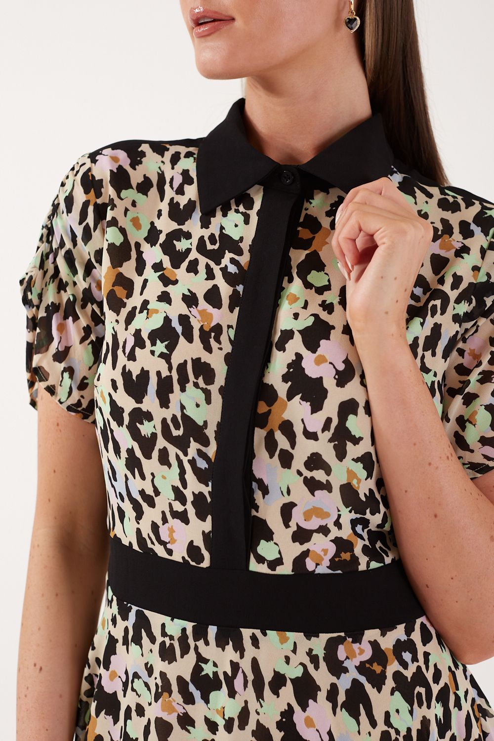 Naomi Animal Print Dress in Black