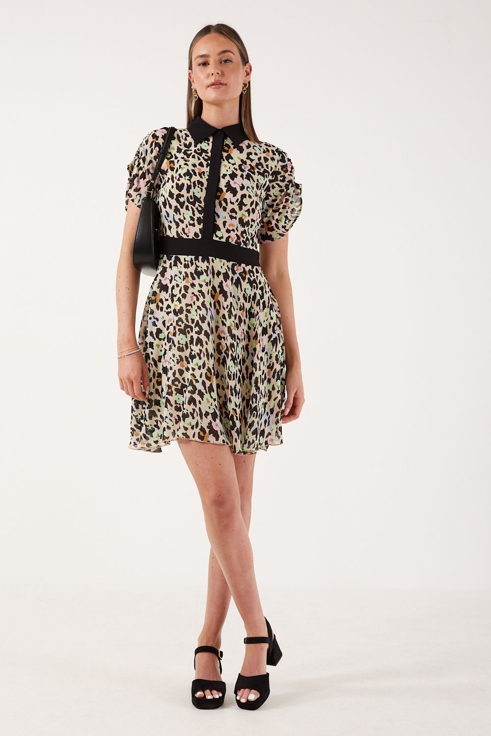 Naomi Animal Print Dress in Black