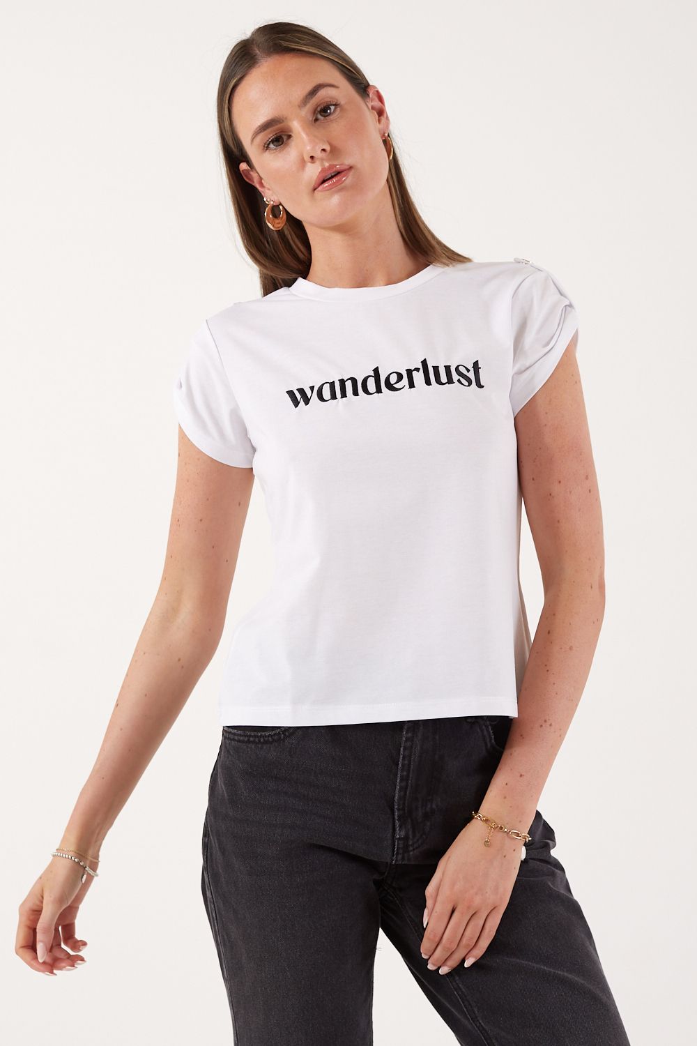 Wanderlust Printed Tee in White