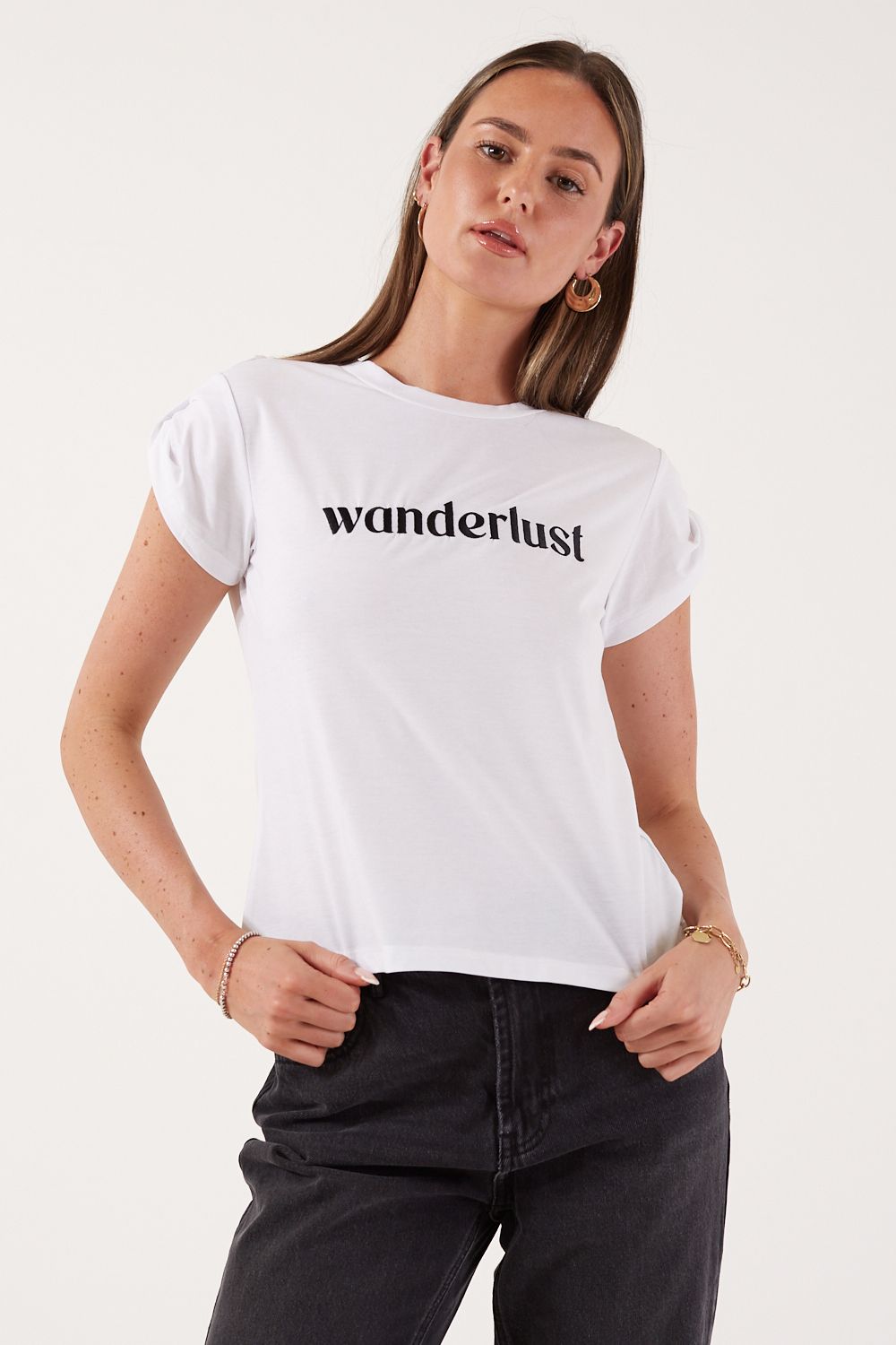 Wanderlust Printed Tee in White