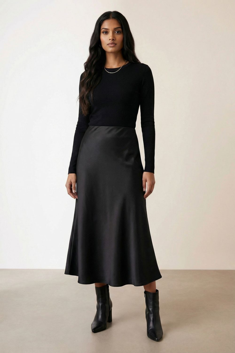 Satin Midi Skirt