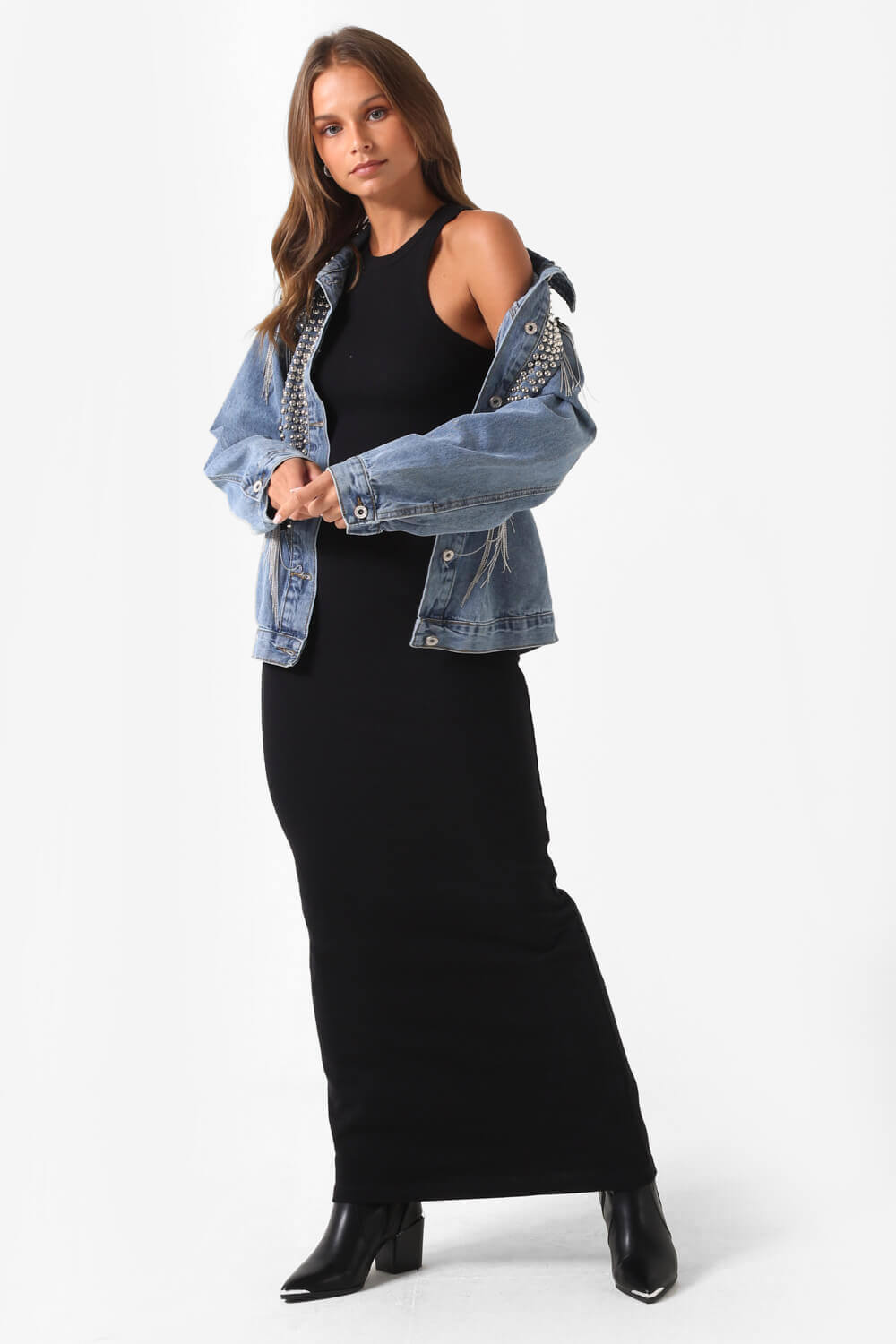 Maya Halter Neck Maxi Dress in Black