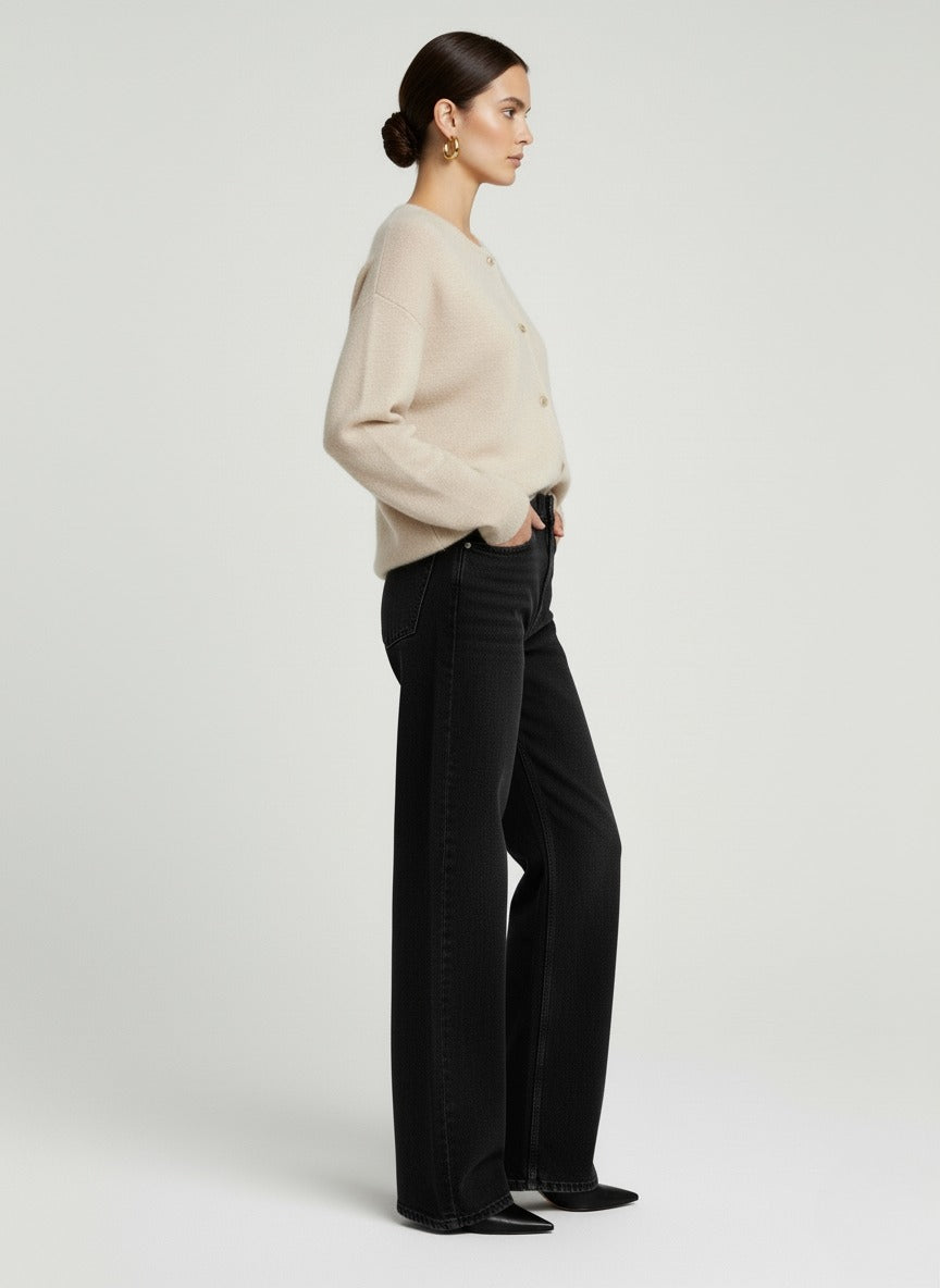 The Clara Luxe Knit Cardigan In Stone