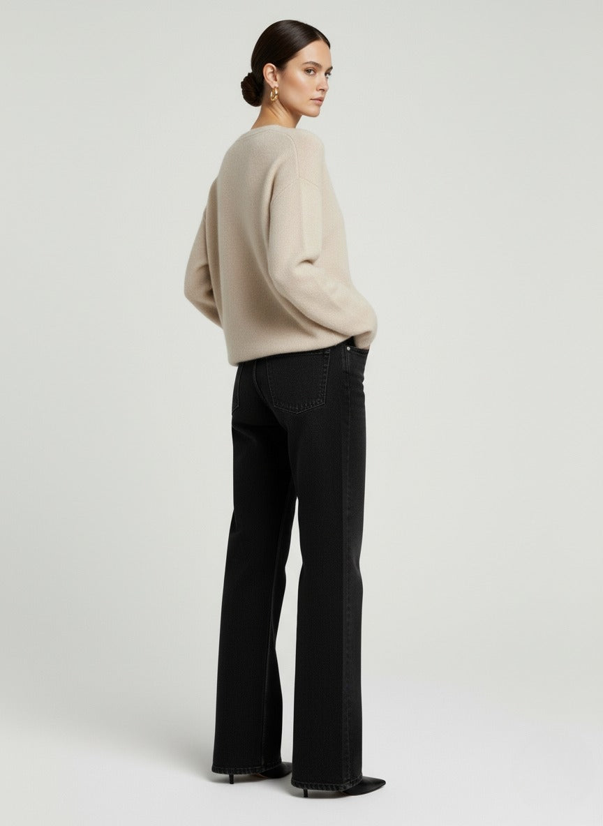 The Clara Luxe Knit Cardigan In Stone