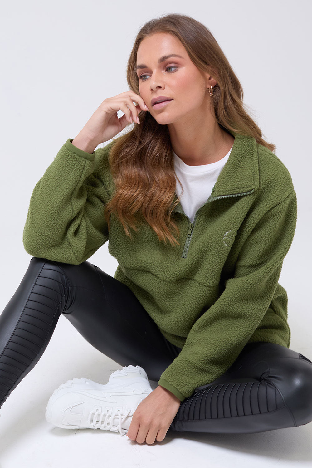 Molly Zip Front Fleece in Khaki