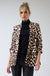 Chantel Leopard Print Ruched Sleeve Blazer in Beige