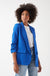 Chantel Ruched Sleeve Blazer in Royal Blue