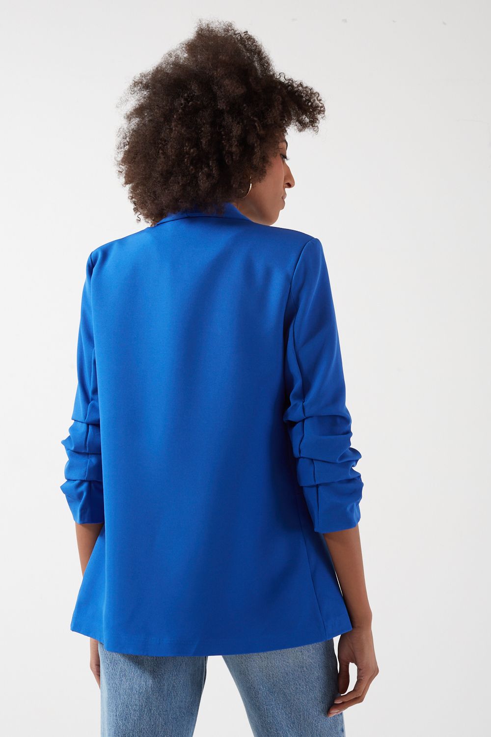 Chantel Ruched Sleeve Blazer in Royal Blue