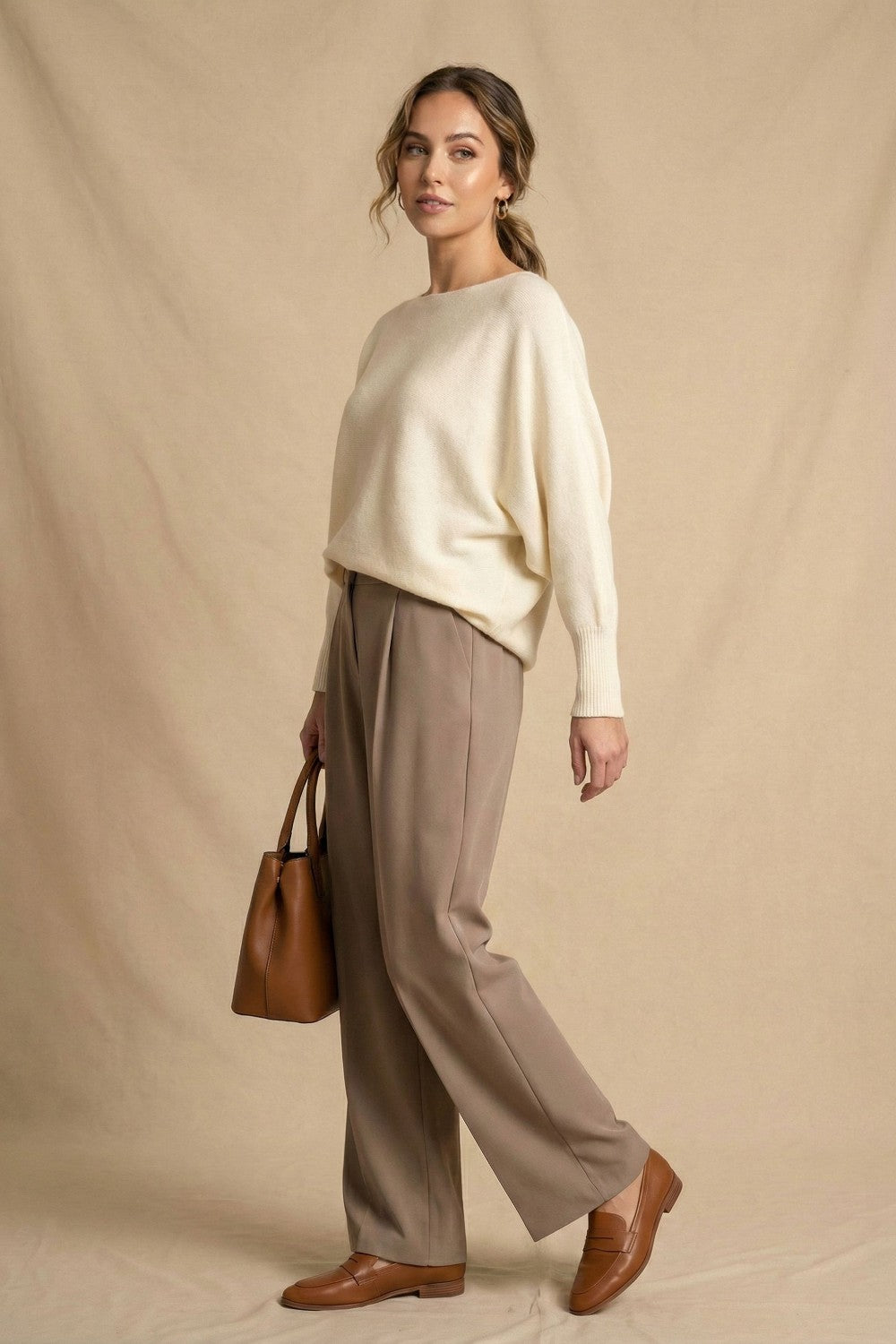 Pearl Detail Soft Knit Top in Cream