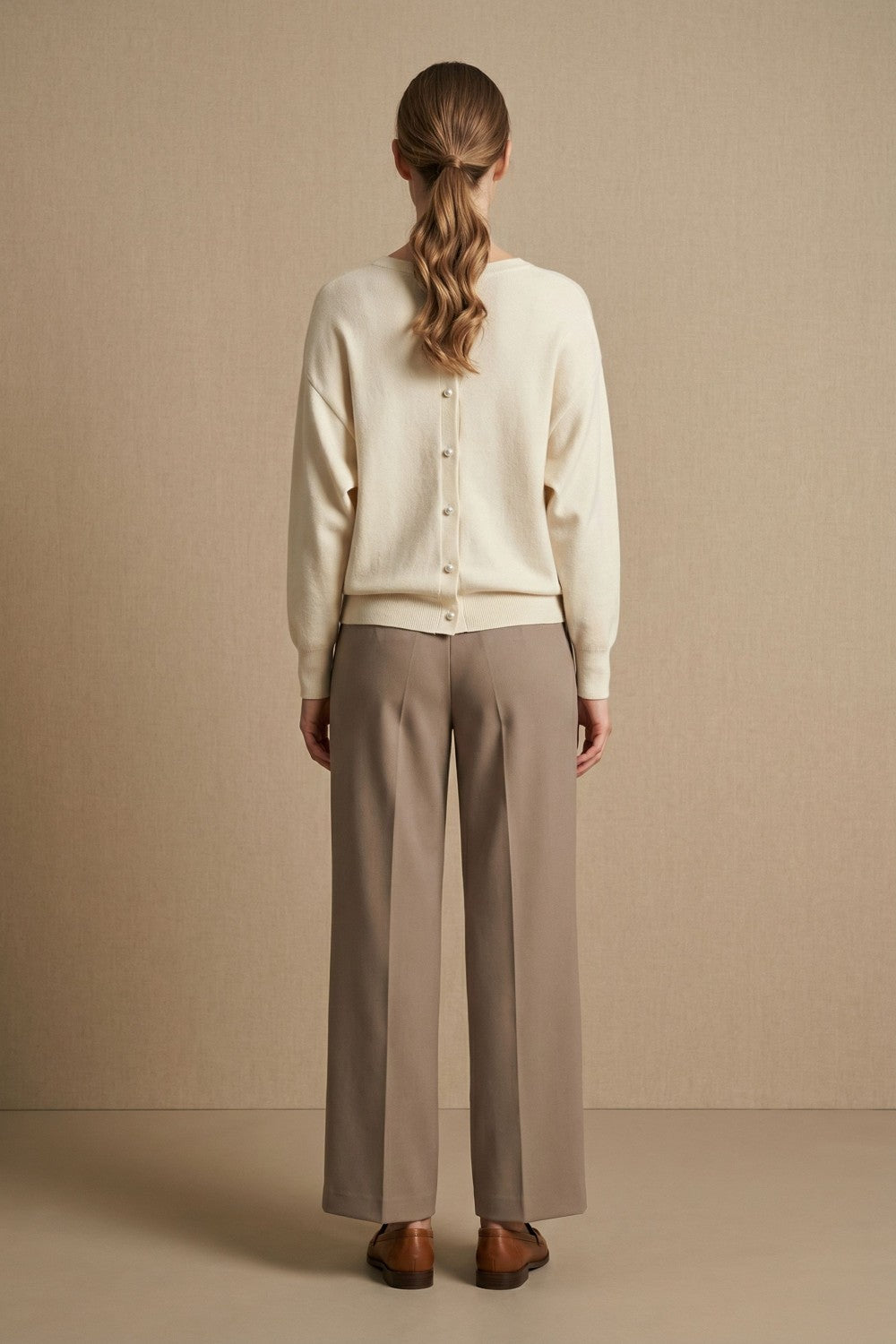 Pearl Detail Soft Knit Top in Cream