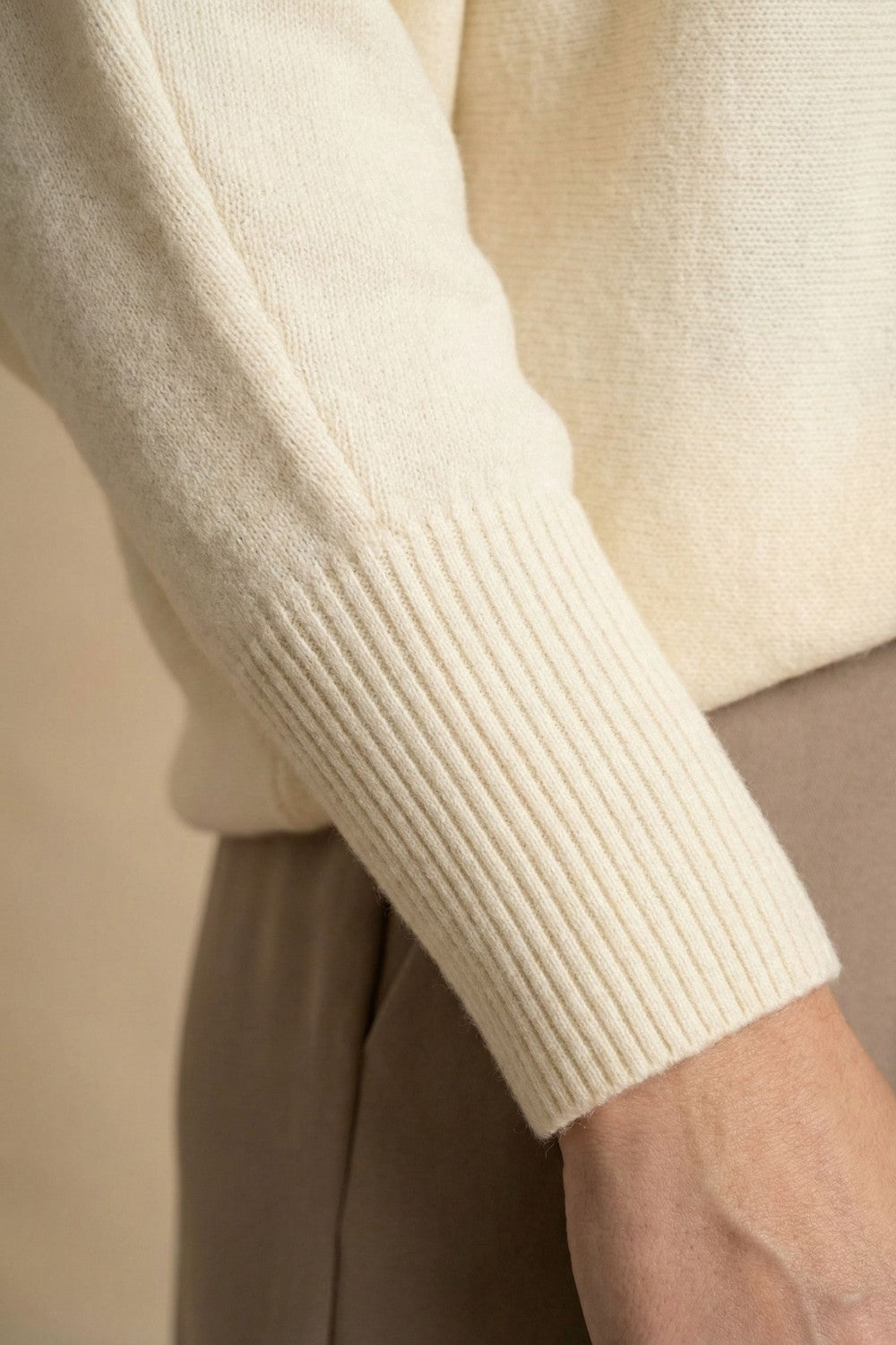 Pearl Detail Soft Knit Top in Cream