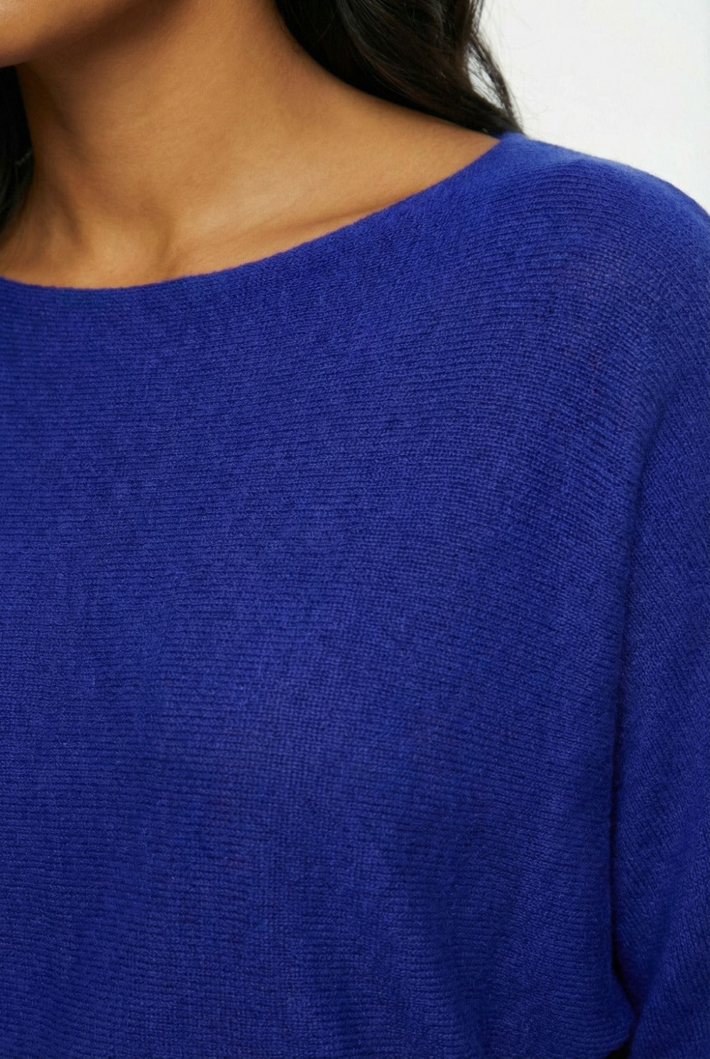 Pearl Detail Soft Knit Top in Royal Blue