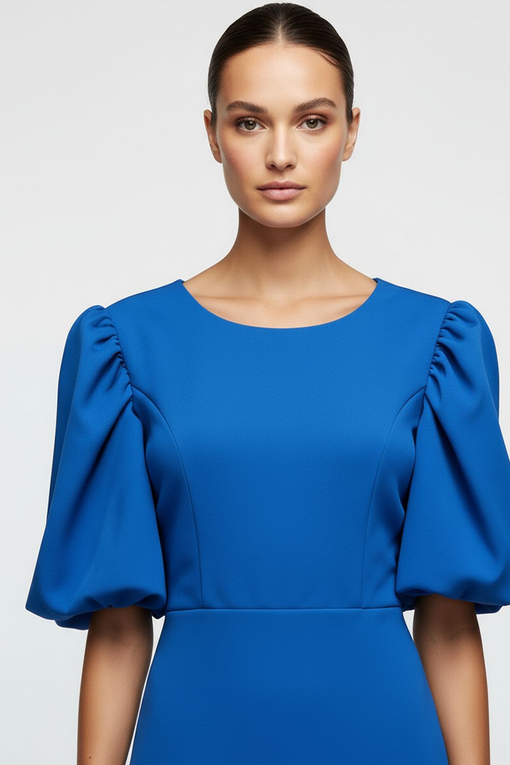 Faye Structured Bodycon Midi Dress in Royal Blue