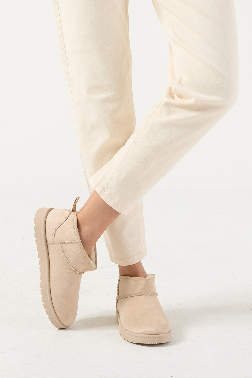 Becks Slip On Boots in Beige