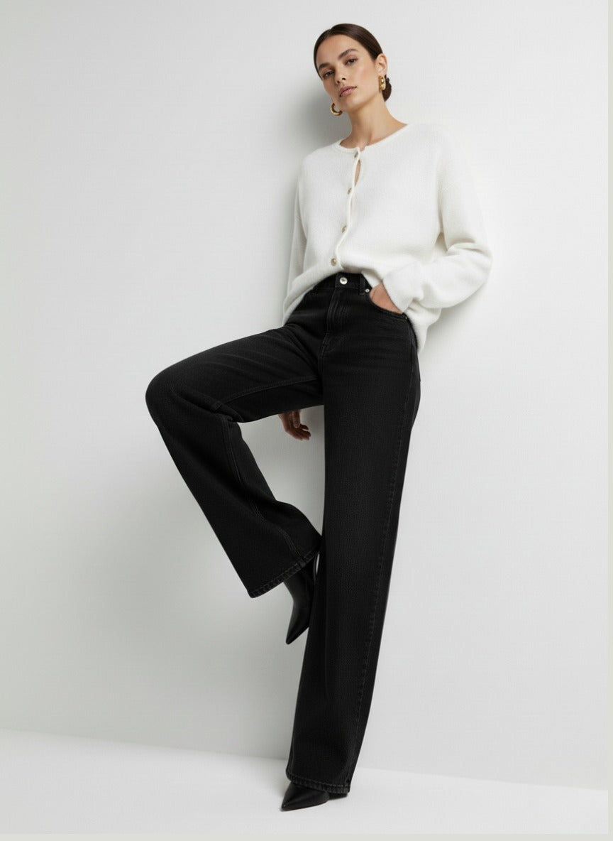 The Clara Luxe Knit Cardigan In - White