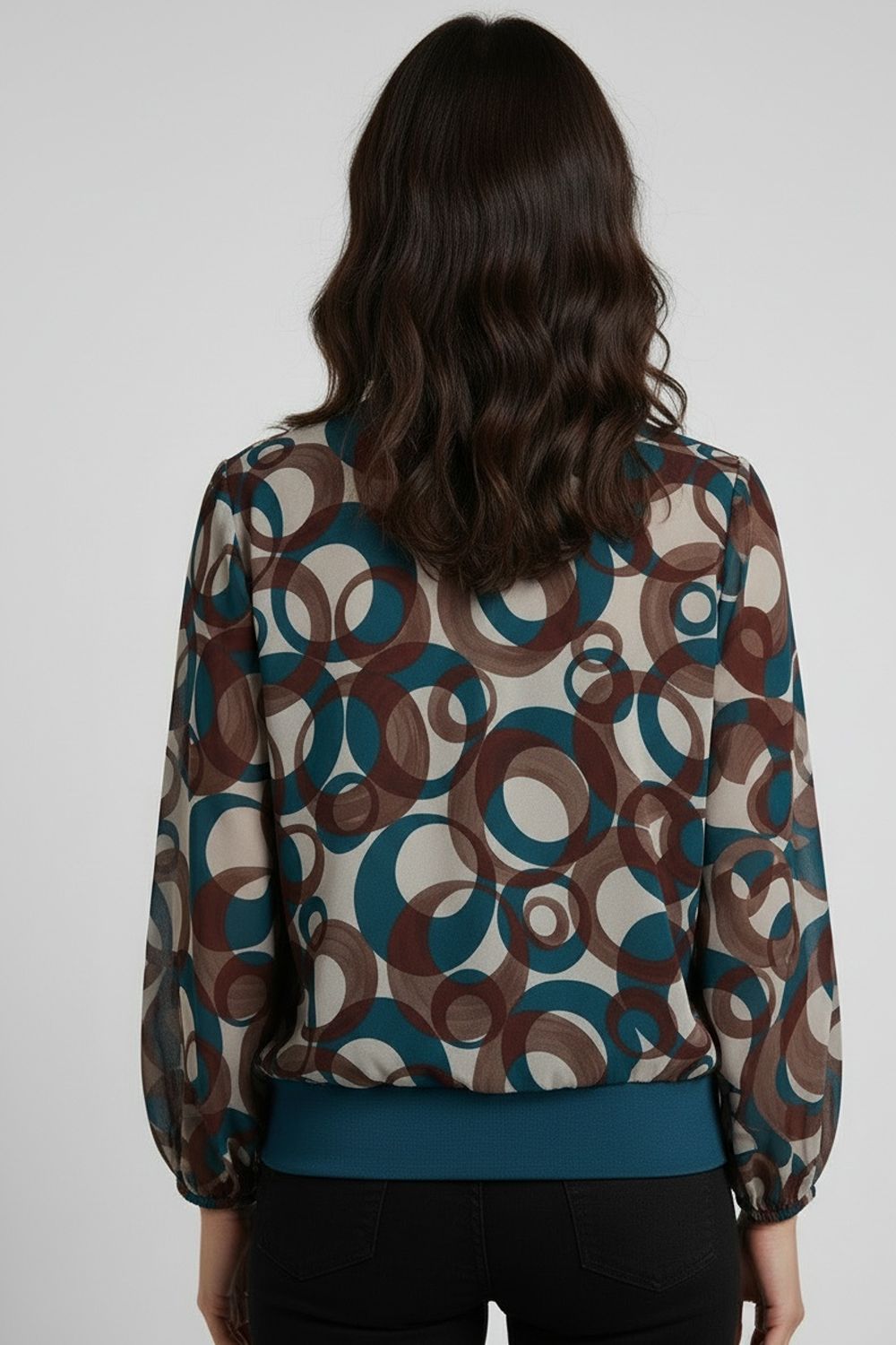 Gemma Circle Print Band Top in Teal
