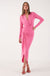 Kim Deep V Midi Dress in Cerise