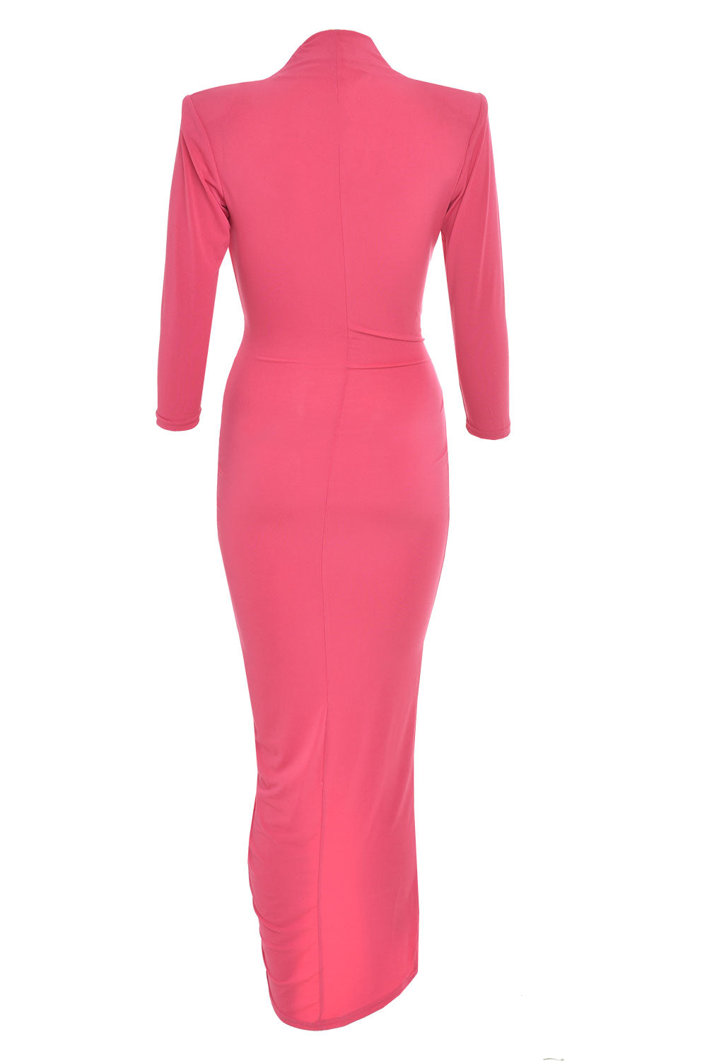 Kim Deep V Midi Dress in Cerise