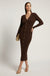 The Stella Rib Knit Cardigan Dress In Brown