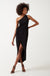 Alison Asymmetric Wrap Over Dress in Black