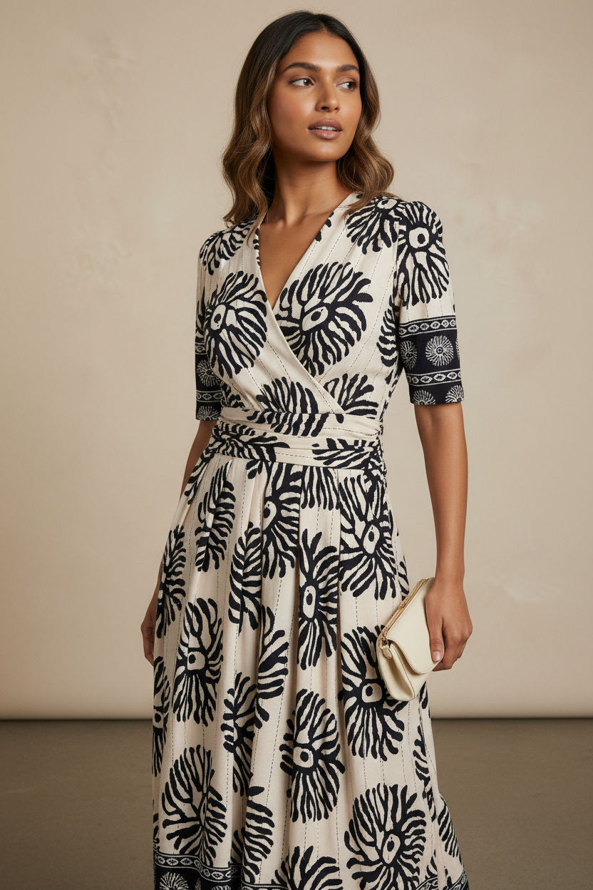 Printed Jersey Wrap Dress