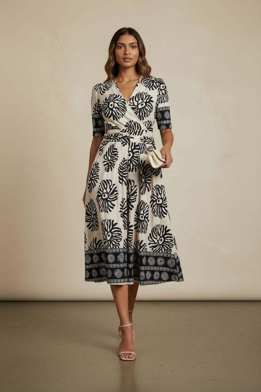Printed Jersey Wrap Dress