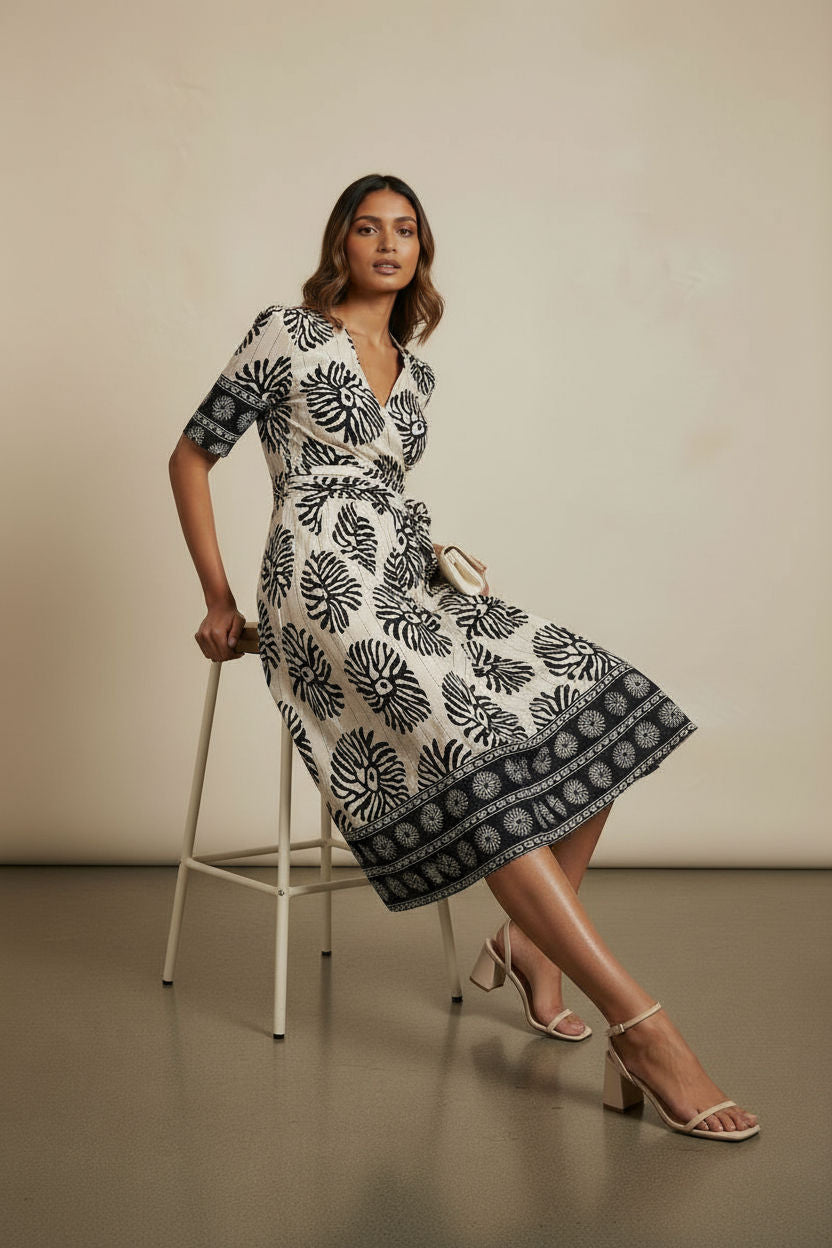 Printed Jersey Wrap Dress