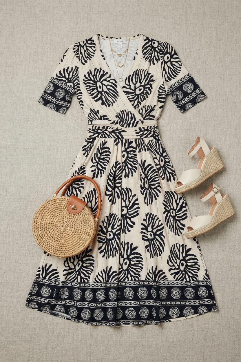 Printed Jersey Wrap Dress
