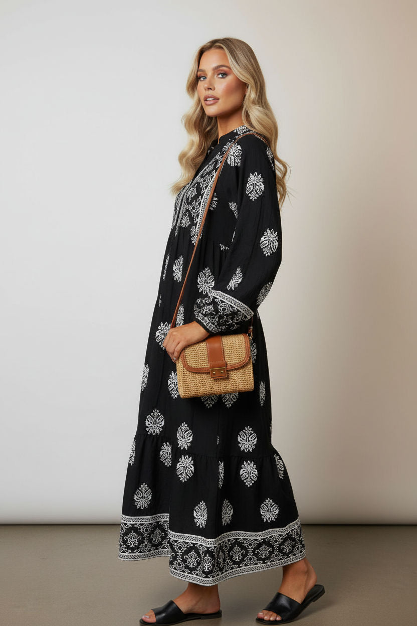 Printed Tiered Maxi Dress