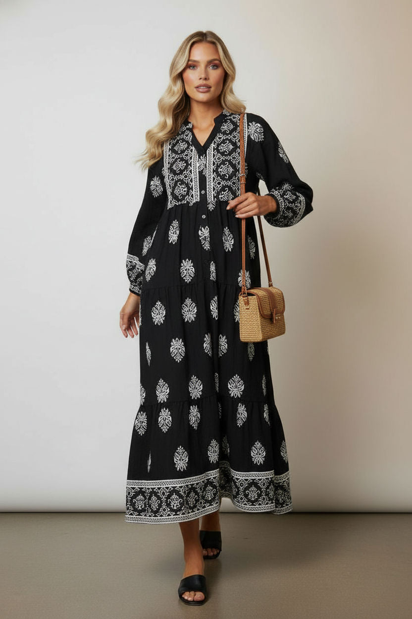 Printed Tiered Maxi Dress