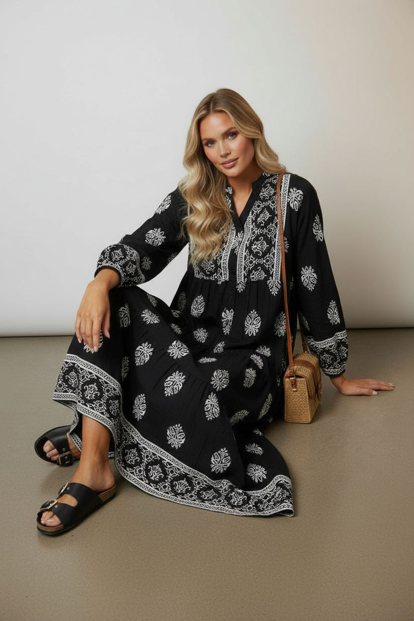 Printed Tiered Maxi Dress