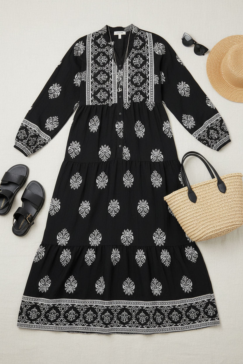 Printed Tiered Maxi Dress