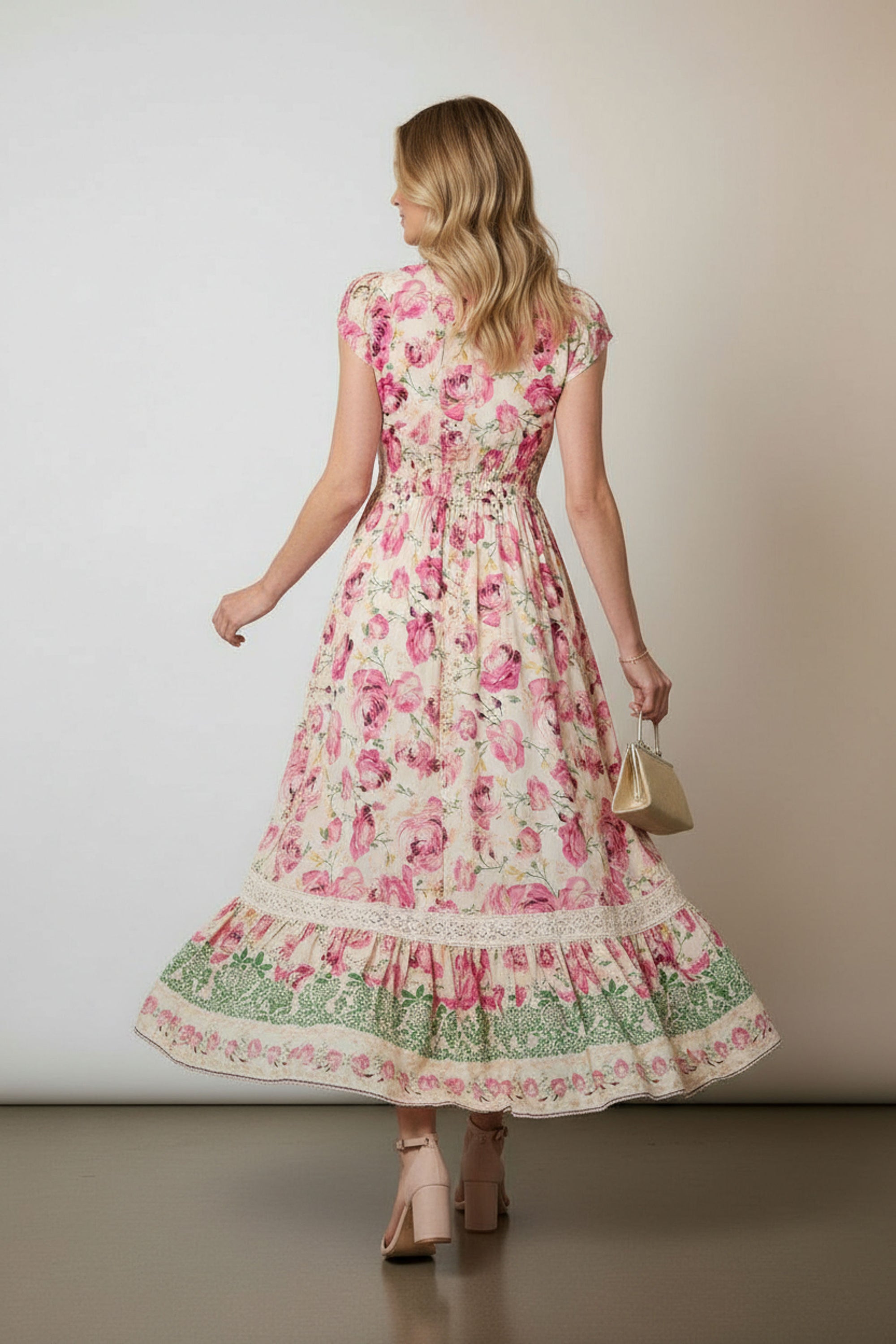 Floral Print Maxi Dress in Pink